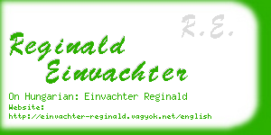 reginald einvachter business card